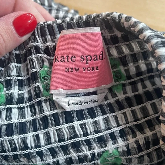 Kate Spade Gingham Voile Smocked Clover Dress - Picture 5 of 7